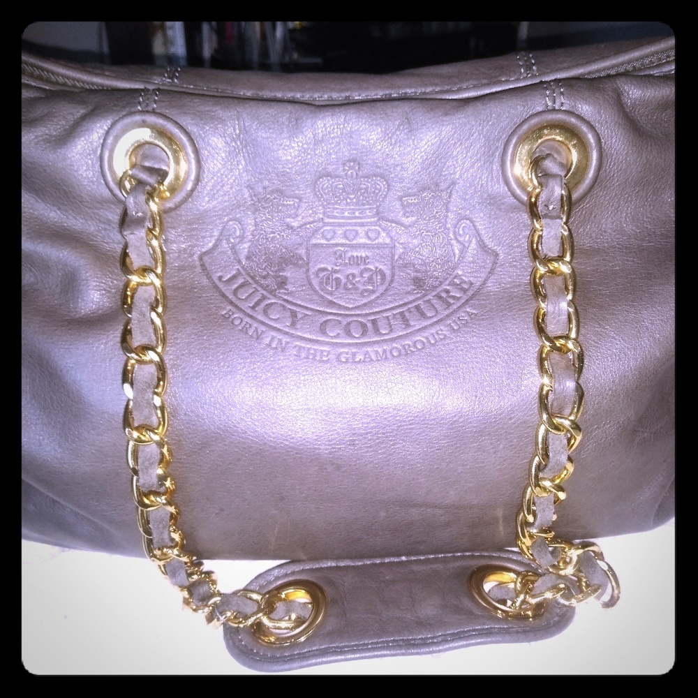 Juicy Couture Gray Leather Shoulder Bag